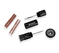 Granite Stash Kit de Reparación de Pinchazos de Neumáticos Tubeless para Bicicleta - Almacenamiento Fácil en el Manillar - Kit Completo - 2 Tapones de Neumáticos de Tamaños Diferentes (Negro)