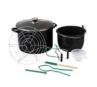 Granite Ware 21.5 Qt Calibre pesado - Pot de enlatado de bao de agua de 9 piezas (negro moteado) con rejilla para herramientas de enlatado y hervido
