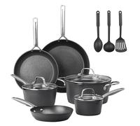 GRANITESTONE Juego de 14 utensilios de cocina de inducción, juego de ollas y sartenes antiadherentes, juego de utensilios de cocina antiadherentes, juego de ollas y sartenes antiadherentes, anodizado