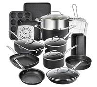 Granitestone - Juego de 20 ollas y sartenes, para hornear con superficie antiadherente y duradera de minerales y diamantes, asas de acero inoxidable, aptas para horno y lavavajillas, libre de PFOA