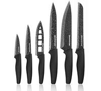 Granitestone Nutriblade 6 piezas: cuchillas de acero inoxidable ultraafiladas sin PFOA, juego de cuchillos de cocina, con revestimiento de granito antiadherente, mango de fácil agarre