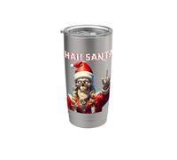Granizo Santa Claus Skull Rock n Roll Feliz Navidad Solsticio Vaso térmico de acero inoxidable de doble pared
