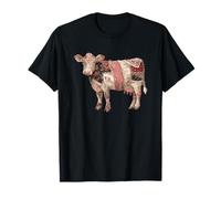 Granja campestre Vintage con Retazos Florales en Forma de Vaca Camiseta