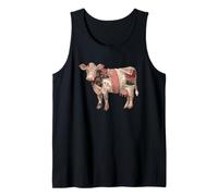 Granja campestre Vintage con Retazos Florales en Forma de Vaca Camiseta sin Mangas