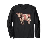 Granja campestre Vintage con Retazos Florales en Forma de Vaca Manga Larga