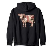 Granja campestre Vintage con Retazos Florales en Forma de Vaca Sudadera con Capucha