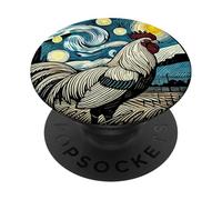 Granja de granjeros de gallos - Estilo de noche estrellada de Van Gogh PopSockets PopGrip Adhesivo