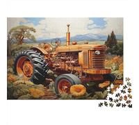 Granja de Tractores Antiguos, Tractor Naranja Colorido con Girasoles, Rompecabezas de 1000 Piezas para Adultos, Hermoso Rompecabezas Decorativo, Regalo de cumpleaños, 38x26cm/1000 Piezas
