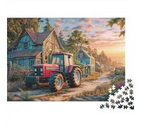 Granja del Pueblo Puzzle 300 Piezas Tractor Rural Adultos Puzzle de Madera,decoración Moderna para el hogar para niñ