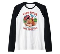 Granja fresca todas las mañanas: suministro de huevos autosuficiente Camiseta Manga Raglan