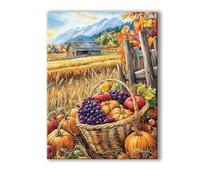 Granja Pintar por Numeros Adultos con Marco 30x40cm, DIY Paint by Numbers Adult Fruta, Cuadros para Pintar por Numeros con Pinceles y Pigmento Acrílico, Kit Manualidades, Decoración del Hogar 0R-629