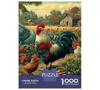 Granja Rompecabezas Gallo en huerto Bricolaje Cartón 1000 PC, Juego Desafiante Adultos/Adolescentes, Alivio Estrés, Decoración Pared, Regalo Familiar 38x26cm/1000pcs