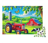 Granja Tractor Rojo Puzzle de 1000 Piezas Puzzle para Adultos Papel Paisaje Rural Relajación Decoración Regalo Hogar 38x26cm/1000pcs