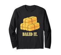 Granjero Heno Baling Humor Baled It Farming Vintage Retro Style Manga Larga