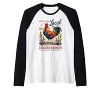 Granjero local de pollos - Huevos frescos de granja Camiseta Manga Raglan