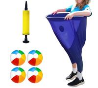 Granny Pants Yard Game, Oversized Granny Pants Outdoor Game for Adults, 4/8 Elastic Balls+Pump, Yard Games Field Day Family Reunion Game Giant Outdoor Game Sets for Adults (Blue,4Balls)