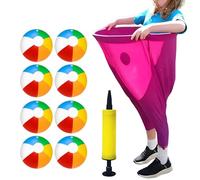 Granny Pants Yard Game, Oversized Granny Pants Outdoor Game for Adults, 4/8 Elastic Balls+Pump, Yard Games Field Day Family Reunion Game Giant Outdoor Game Sets for Adults (Red,8Balls)