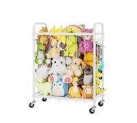 GRANNY SAYS Baúl de Juguetes con Ruedas Elásticas, Tubo para Peluches con Ruedas, Organizador de Juguetes para Niños con Ruedas, Porta Peluches para Habitación Infantil, Guardería, Blanco
