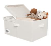 GRANNY SAYS Caja de almacenaje grande con tapa, set de 1 cesta de almacenaje de tela con tapa, caja de almacenaje para estanterías de armario, cesta de almacenaje blanca para organizar la ropa