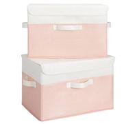 GRANNY SAYS Cajas Almacenaje Con Tapa, Paquete de 2 Cajas Tela Para Estantes, Organizadoras de Ropa Armario, Decorativas, Rosa