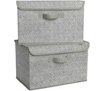 GRANNY SAYS Cajas de almacenamiento, contenedores de tela, caja de recuerdo, organizadores de armario, gris, paquete de 2