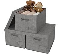 GRANNY SAYS Cajas de almacenamiento extragrandes con tapas, paquete de 3 cestas resistentes para estantes, cajas de ropa y organizadores de armario