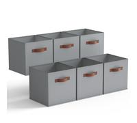 GRANNY SAYS Cubos Almacenaje, Cubos de Almacenamiento 27x27 cm, Cajas Almacenaje Tela, Cestas Organizadoras, Cajas Organizadoras Plegable, Kallax Accesorios, Cajas para Estanterias, Azul Gris