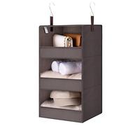 GRANNY SAYS Organizador Colgante 3 Compartimentos, Organizador Armario Colgante con Ganchos Metálicos, Hanging Organiser for Wardrobe, Marrón Oscuro