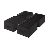GRANNY SAYS Organizadores de Armarios, Pack de 4 Cajas Organizadoras Ropa, Organizadores Para Armarios, Organizador Camisetas, Organizador Armario Ropa Interior, Organizador de Pantalones Negro