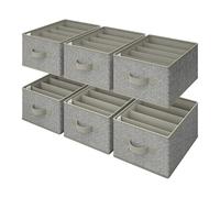 GRANNY SAYS Organizadores de Armarios, Pack de 6 Cajas Organizadoras Armarios, Organizador Ropa Armario, Organizador Camisetas, Organizador de Ropa Para Armario, Caja Organizadora Pantalones Gris