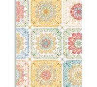 Granny square crochet lined notebook 8.5x11" 100 pages: Cute pastel notebook