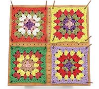 Granny Square - Tensor cuadrado de 29 x 29 cm con 20 pasadores de acero inoxidable, tabla de bloqueo de ganchillo de bambú con soporte ajustable, accesorios de ganchillo, tabla de bloqueo superestable
