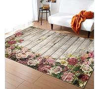 Grano de Madera Alfombras de área Grande, Flor Retro Alfombras de Corredor, Tapete Antideslizante para Piso, Alfombra Rectangular para Sala Dormitorio Cocina Comedor, 60 x 180cm