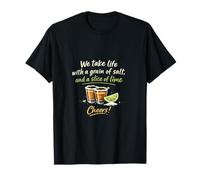 Grano de Sal Rebanada de Lima Tequila Parejas Humor Diseño Camiseta