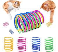 Grantop 60 piezas de juguetes para gatos, espiral de plumas en espiral de plástico creativo colorido, juguete novedad para mascotas, plumas en espiral coloridas para gatos (60 piezas)