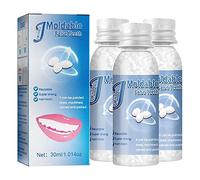 Gránulos de reparación de dientes, dientes postizos moldeables, kit de relleno de dientes temporal, cuentas de ajuste reutilizables, para rellenar los dientes rotos y huecos que faltan (3 piezas)
