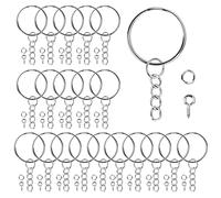 Granvoo 20 Piezas Anillas Metalicas Llaveros con Cadena, 100 Anillas Abiertas + 100 Pasadores de Tornillo, Anillas para Llaveros Acero Inoxidable para Artesanías