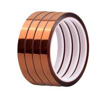 Granvoo 4 Rollos 10mm x 30m Cinta de Alta Temperatura, Cinta Resistentes al Calor, Kapton Tape Cinta Aislante, Cinta Adhesiva de Poliimida para Sublimacion Soldar Placa de Circuito Aislamiento