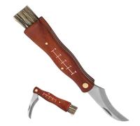 Granvoo Navaja Champiñon, Navaja Micologica, Navaja Setas con Cepillo, Cuchillo para Setas, Cuchillo de Jardinería de Bolsillo, Navaja de Bolsillo Pequeña Plegable con Mango de Madera para Exterior