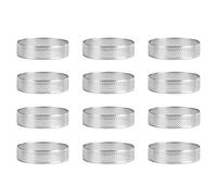 Graootoly 12 Pack Stainless Steel Tart Rings 3 in,Perforado Cake Mousse Ring,Cake Ring Mold,Round Cake Baking