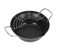 Graootoly 20 cm Easy Pour Non Stick Coating Tempura Fryer Pot with Oil Drip Drainer Rack Japanese-style Mini Fry