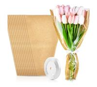 Graootoly 50 bolsas de papel de regalo transparente de papel para floristería, ramo de flores, suministros de arreglos florales para bodas