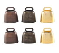 Graootoly 6 campanas de latón pequeñas para pastoreo de ovejas y caballos de vaca, campanas retro para pastoreo de cobre (bronce verde, bronce rojo, dorado)