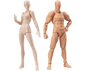 Graootoly Body Doll, Artists Manikin Blockhead Maniquí articulado Dibujo Figuras Mal+Female Set (color de piel)