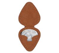 Graootoly Bolsa de piel auténtica para púas de guitarra, bolsa de almacenamiento para púas de guitarra, soporte para teléfono celular, duradera, fácil de usar, marrón, Brown