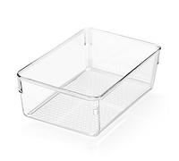 Graootoly Caja de almacenamiento de escritorio para refrigerador de cocina, caja de almacenamiento de bebidas transparente para frutas y verduras, acabado cosmético