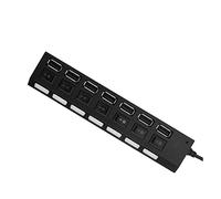 Graootoly Hub USB 2.0 USB Splitter Multi Hub Adaptador USB Varios Puertos Adaptador de Corriente con Interruptor Accesorios para PC Portátil, Negro