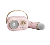 Graootoly Mini Inalámbrico Bluetooth Audio Home Cantar Karaoke Micrófono Integrado Altavoz Estéreo Hogar KTV Set Rosa