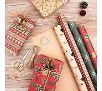 Graootoly Navidad 6 piezas, papel kraft 70 x 50 cm con 6 únicos, con cuerda y etiquetas