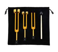 Graootoly Paquete de 3 (128 Hz, 256 Hz, 512 Hz) Kit de horquilla de afinación para curación, chakra, terapia de sonido, tenedor deslizante sónico (dorado)